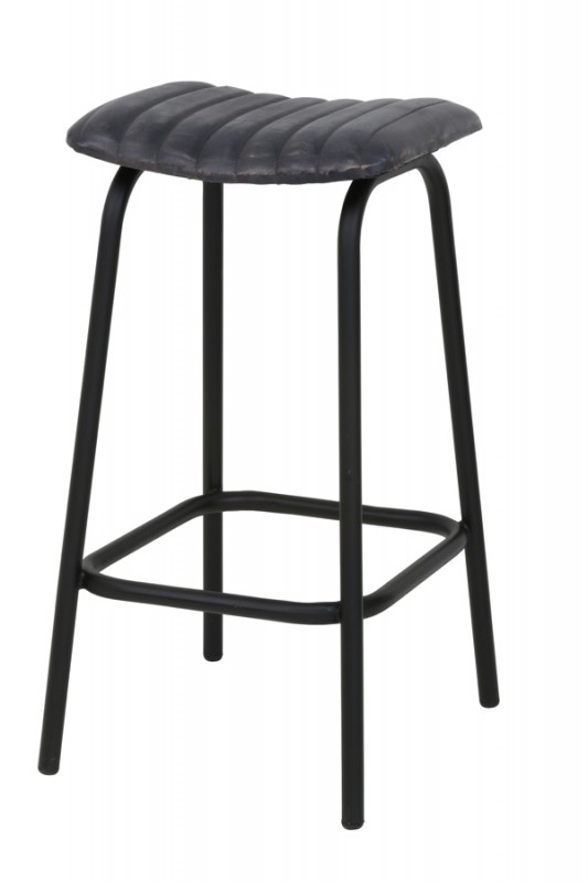 BARSTOOL LEATHER GREY STITCHED - CHAIRS, STOOLS